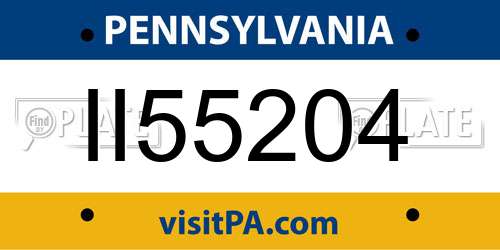 II55204 Pennsylvania License Plate