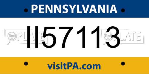 II57113 Pennsylvania License Plate