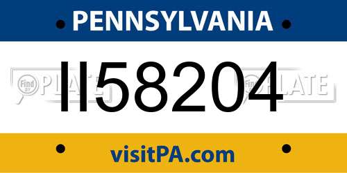 II58204 Pennsylvania License Plate