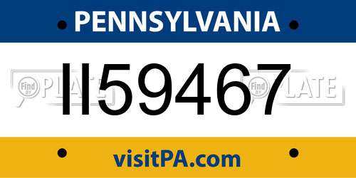 II59467 Pennsylvania License Plate