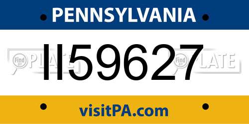 II59627 Pennsylvania License Plate