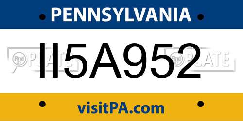 II5A952 Pennsylvania License Plate
