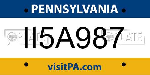 II5A987 Pennsylvania License Plate