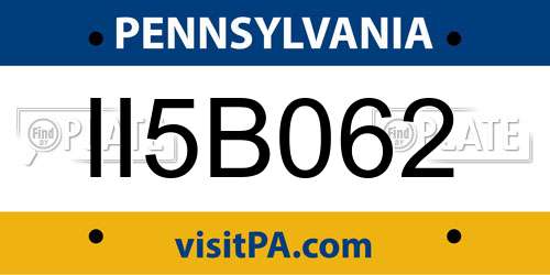 II5B062 Pennsylvania License Plate