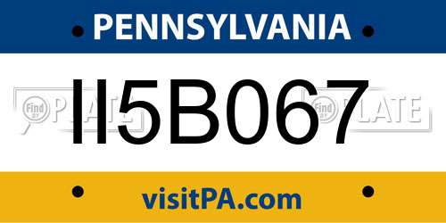 II5B067 Pennsylvania License Plate