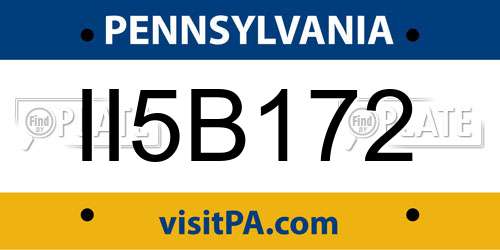 II5B172 Pennsylvania License Plate