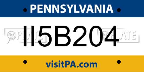 II5B204 Pennsylvania License Plate