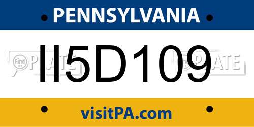 II5D109 Pennsylvania License Plate