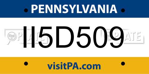 II5D509 Pennsylvania License Plate