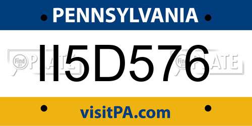 II5D576 Pennsylvania License Plate