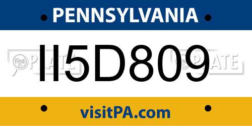 II5D809 Pennsylvania License Plate