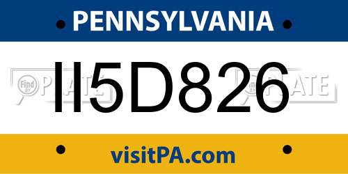 II5D826 Pennsylvania License Plate