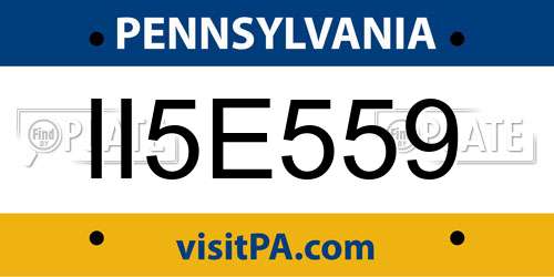 II5E559 Pennsylvania License Plate