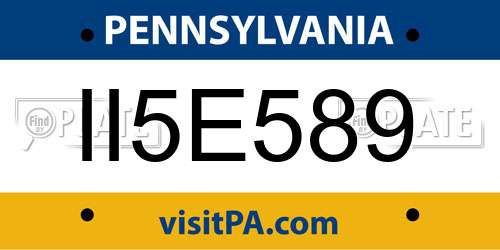 II5E589 Pennsylvania License Plate
