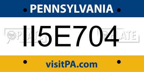 II5E704 Pennsylvania License Plate