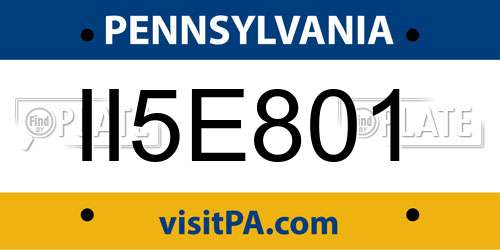 II5E801 Pennsylvania License Plate