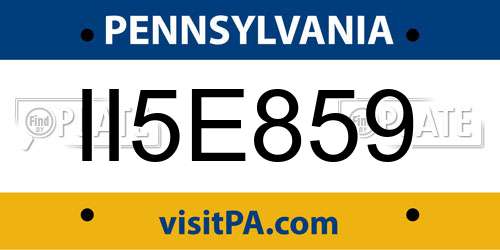 II5E859 Pennsylvania License Plate