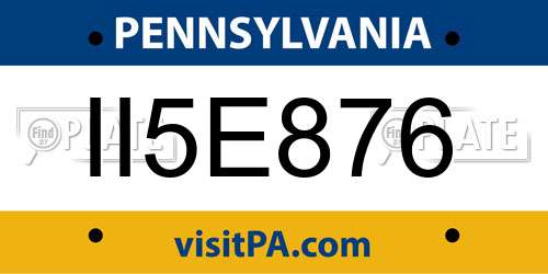 II5E876 Pennsylvania License Plate