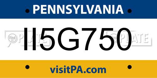 II5G750 Pennsylvania License Plate