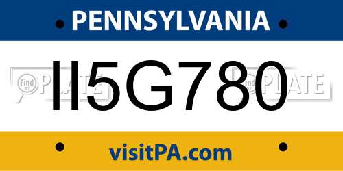 II5G780 Pennsylvania License Plate