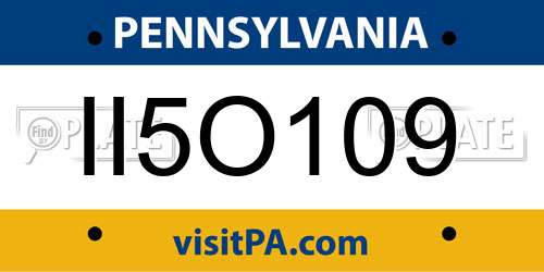II5O109 Pennsylvania License Plate