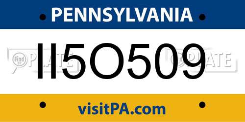 II5O509 Pennsylvania License Plate