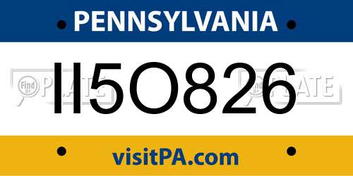 II5O826 Pennsylvania License Plate