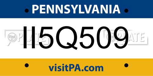 II5Q509 Pennsylvania License Plate