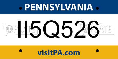 II5Q526 Pennsylvania License Plate
