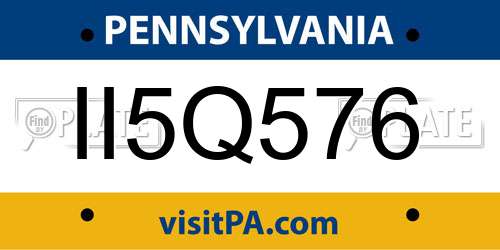 II5Q576 Pennsylvania License Plate