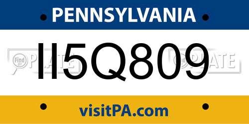 II5Q809 Pennsylvania License Plate