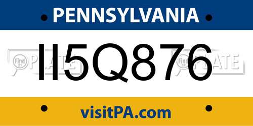 II5Q876 Pennsylvania License Plate