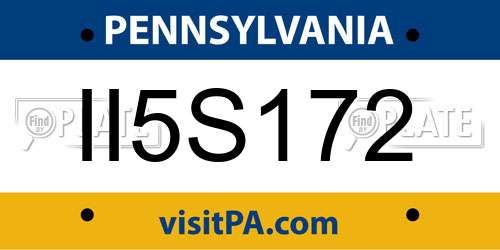 II5S172 Pennsylvania License Plate