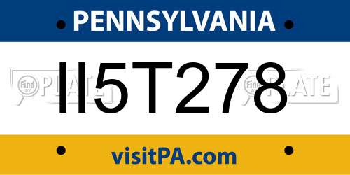 II5T278 Pennsylvania License Plate
