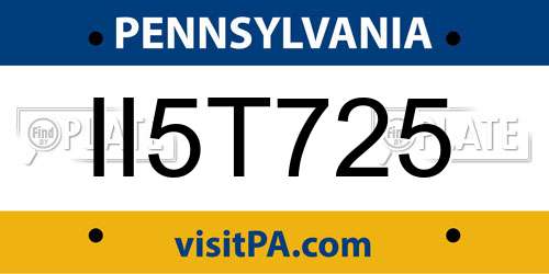 II5T725 Pennsylvania License Plate
