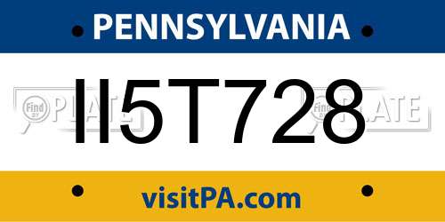 II5T728 Pennsylvania License Plate