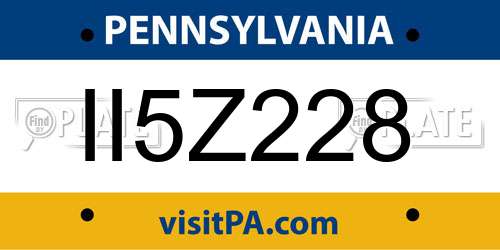 II5Z228 Pennsylvania License Plate
