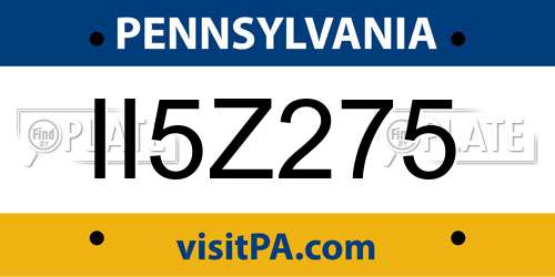 II5Z275 Pennsylvania License Plate