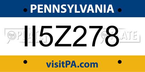 II5Z278 Pennsylvania License Plate