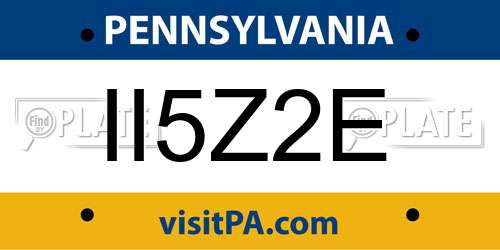 II5Z2E Pennsylvania License Plate
