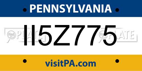 II5Z775 Pennsylvania License Plate