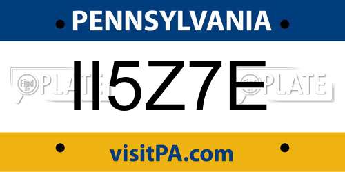 II5Z7E Pennsylvania License Plate