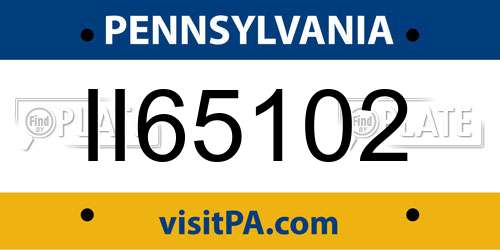 II65102 Pennsylvania License Plate