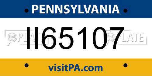 II65107 Pennsylvania License Plate
