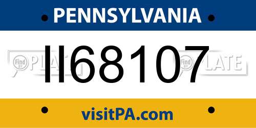 II68107 Pennsylvania License Plate