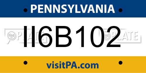 II6B102 Pennsylvania License Plate