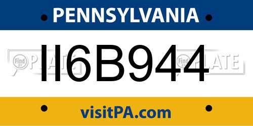 II6B944 Pennsylvania License Plate