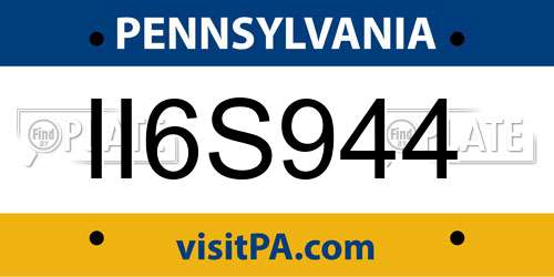 II6S944 Pennsylvania License Plate