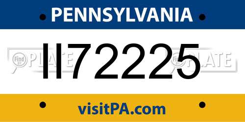 II72225 Pennsylvania License Plate