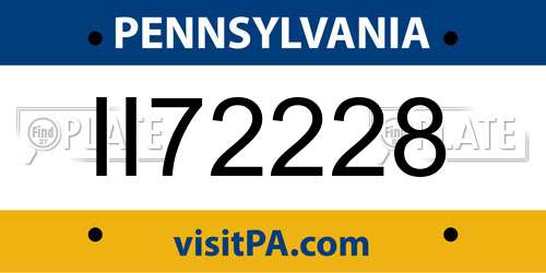 II72228 Pennsylvania License Plate